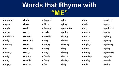 Rhyming of me - 1 Sept 2022 ... Hello everyone I am asif iqbal and you are watching indian spoken english . Title :- Me ka rhyming word | 2 Rhyming words of Me | Me ka ...